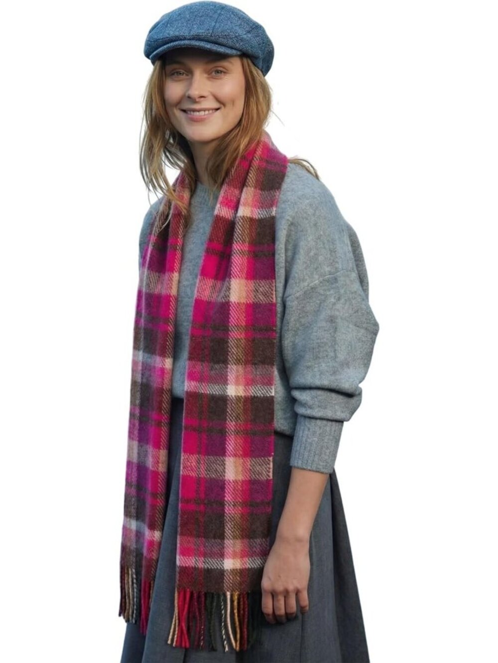 Cozy Irish Wool Plaid Scarf, 9x78in, Warm Winter Accessory, Made in Ireland